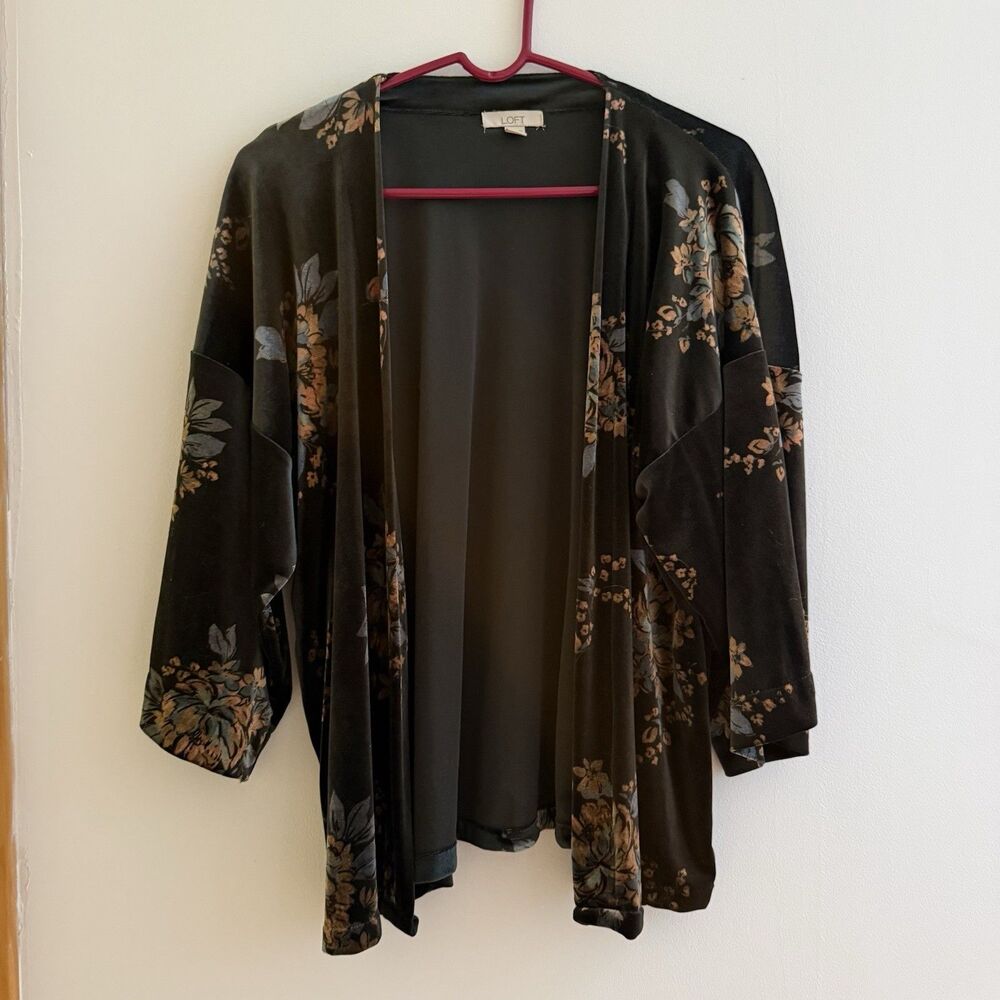 Loft Floral Velvet Kimono One Size Dark Fairycore Whimsigoth Whimsy Goth Flowy